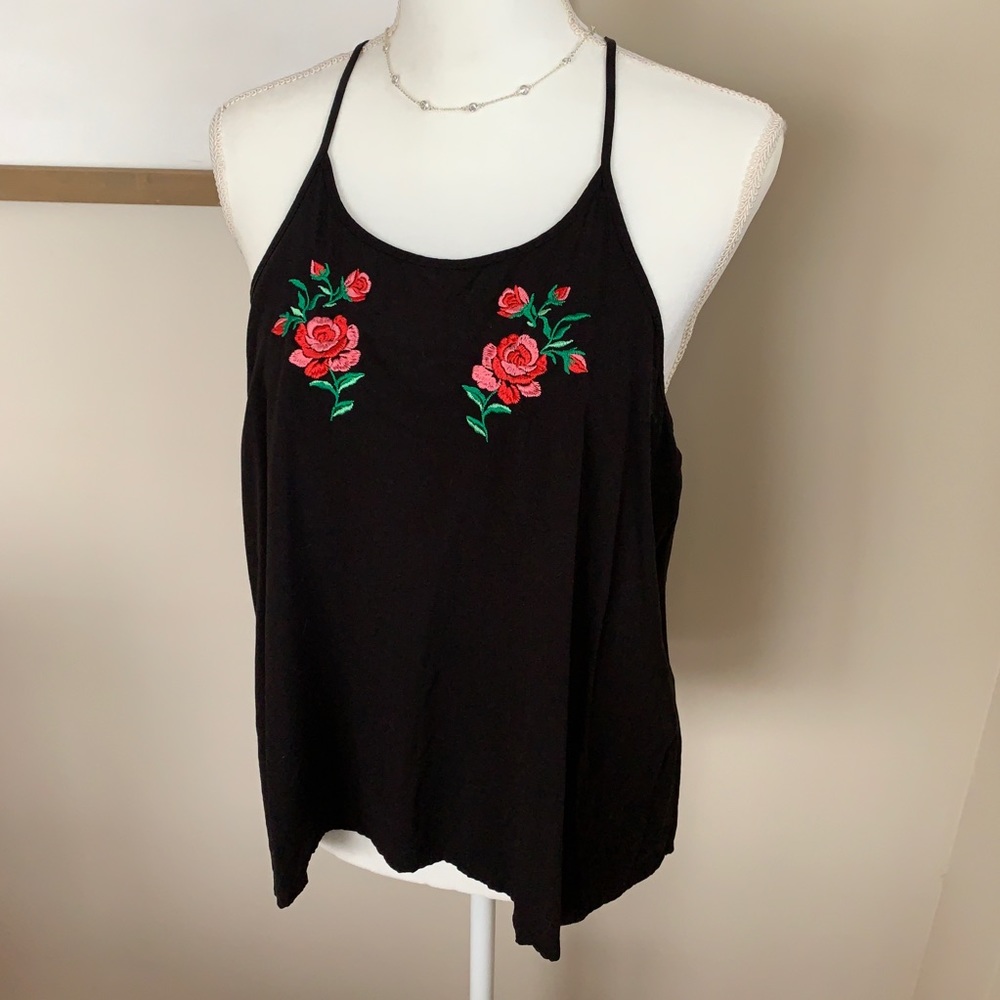 SOLD NWOT floral embroidered racer back top